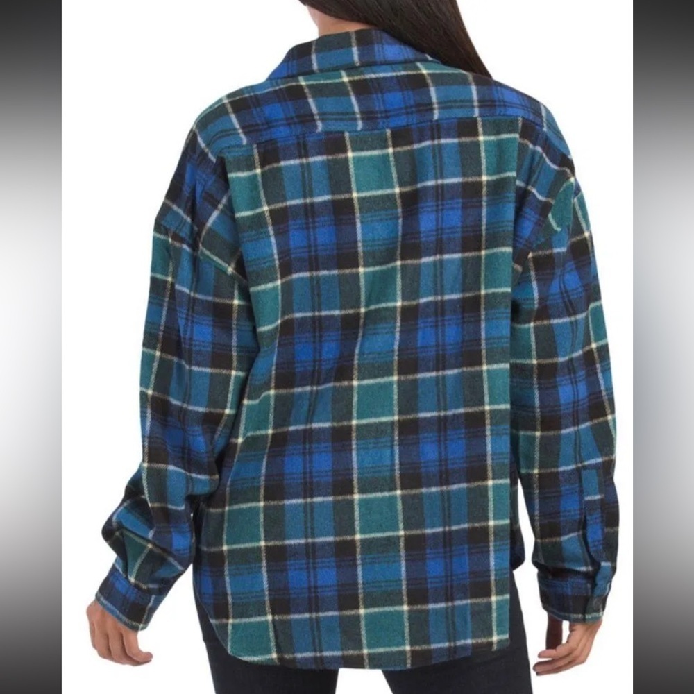 Zara Blue & Green Plaid Shacket – Women’s Size S – Cozy Oversized Flannel Jacket - Picture 2 of 6